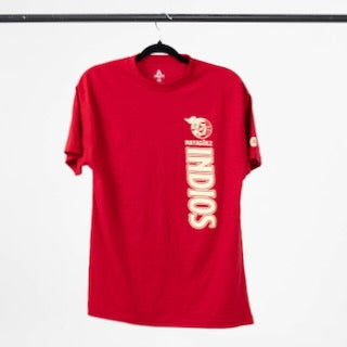 Indios Vertical Wordmark Red Cotton Tee
