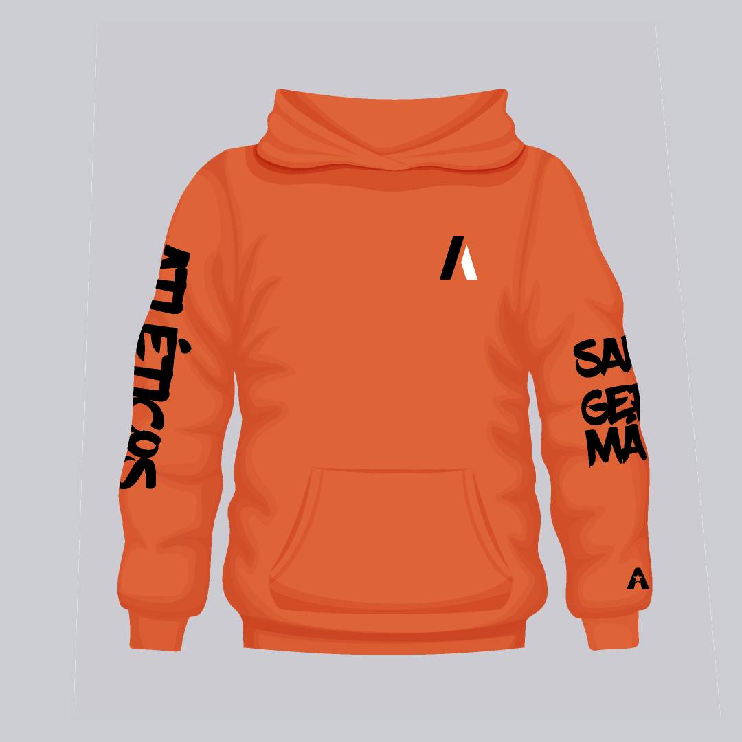 Atléticos Icon Script Orange Cotton Hooded Sweatshirt