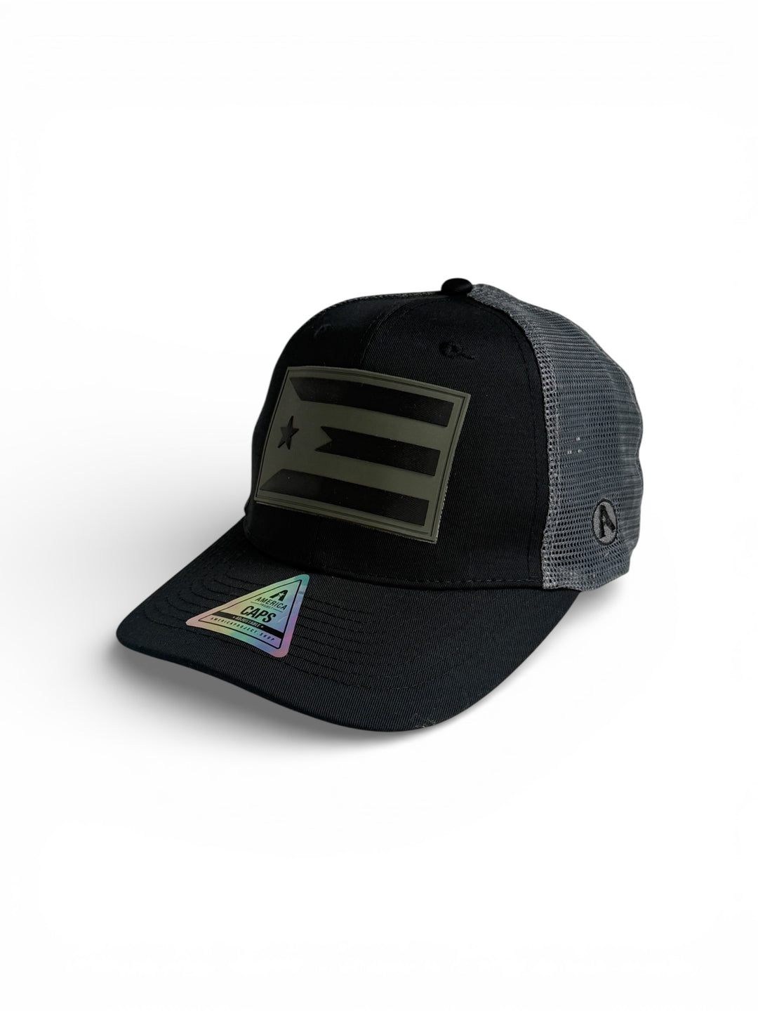 Puerto Rico Flag Patch Black Trucker Cap