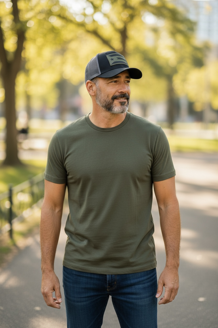 Puerto Rico Flag Patch Black Trucker Cap