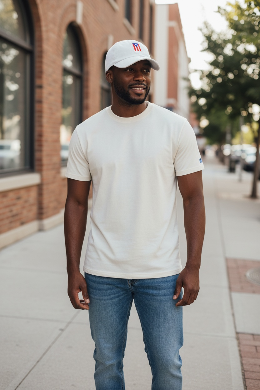 Puerto Rico Vertical Flag White Soft Cap