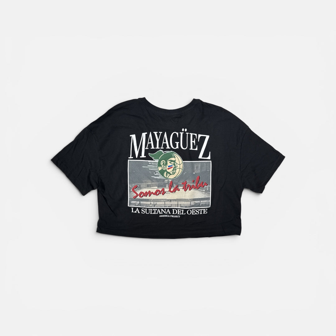 Indios de Mayagüez "Somos La Tribu" Black Women's Crop Tee