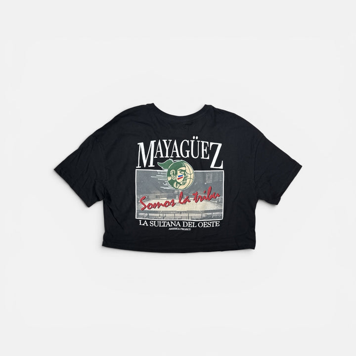 Indios de Mayagüez "Somos La Tribu" Black Women's Crop Tee